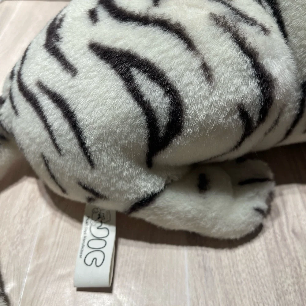 Vintage JIC White Tiger Plush Stuffed Animal – Realistic Big Cat Toy 17”